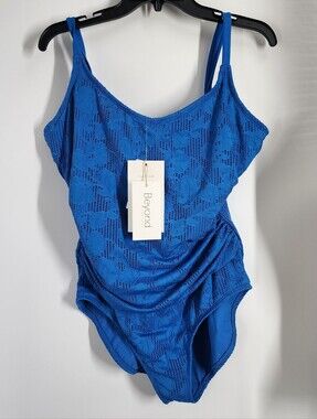 NEW beyond control swimsuit Size 16 Tummy Control Blue Floral One Piece Fluid